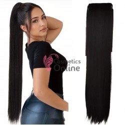 Extensie de par coada dreapta cu snur si pini 65  cm Brunet Intens CYF715411